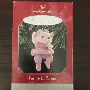 Hallmark Vintage 1998 Keepsake Pink and Purple Ballerina Cat Ornament